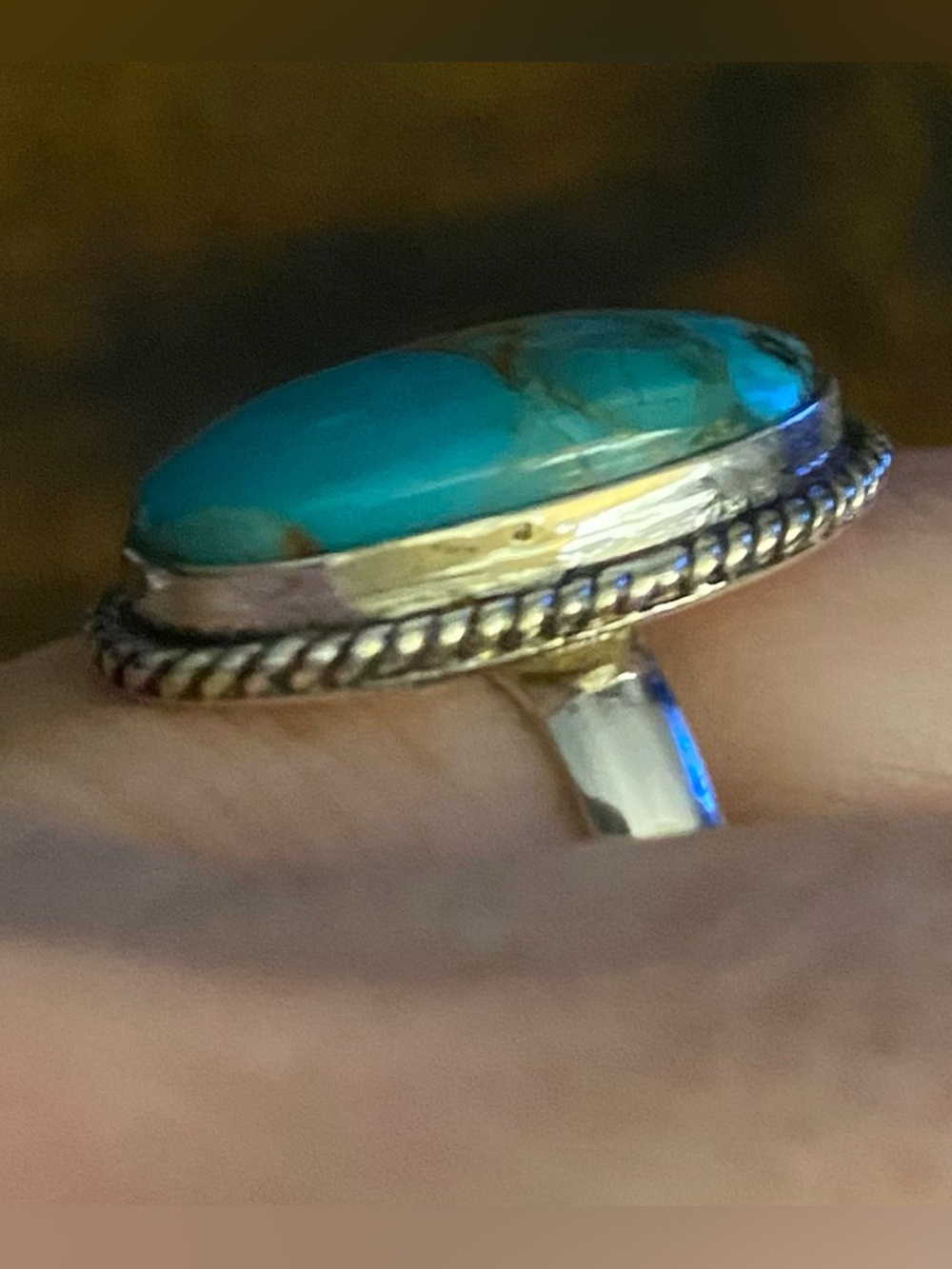 Kingman Turquoise Ring Set In 925 Sterling Silver Size 8 R13 - Picture 4 of 7